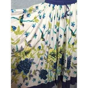 Vtg Jackpot Maxi Full Skirt Free Size Birds Flowers Festival Swing Country Boho